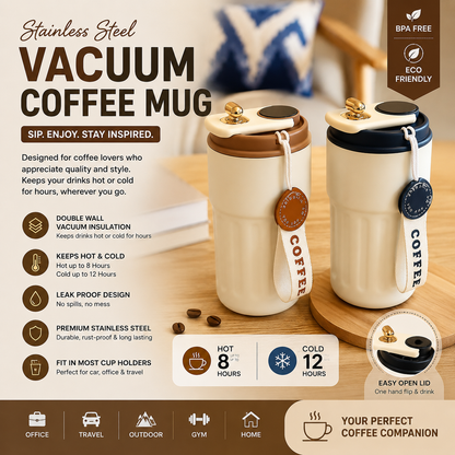 BrewTech Stainless Steel Vacuum Coffee Mug